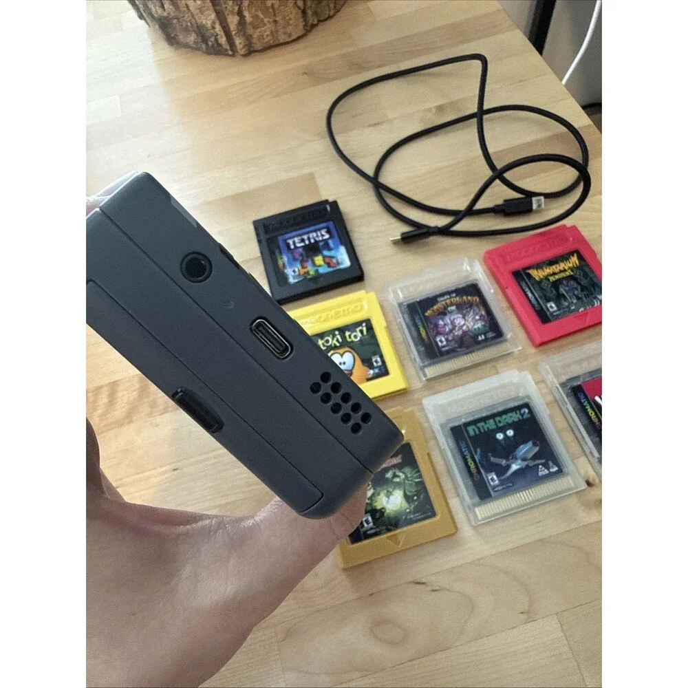 ModRetro Chromatic 1st Edition Black Sapphire Screen Game Boy with 7 Games